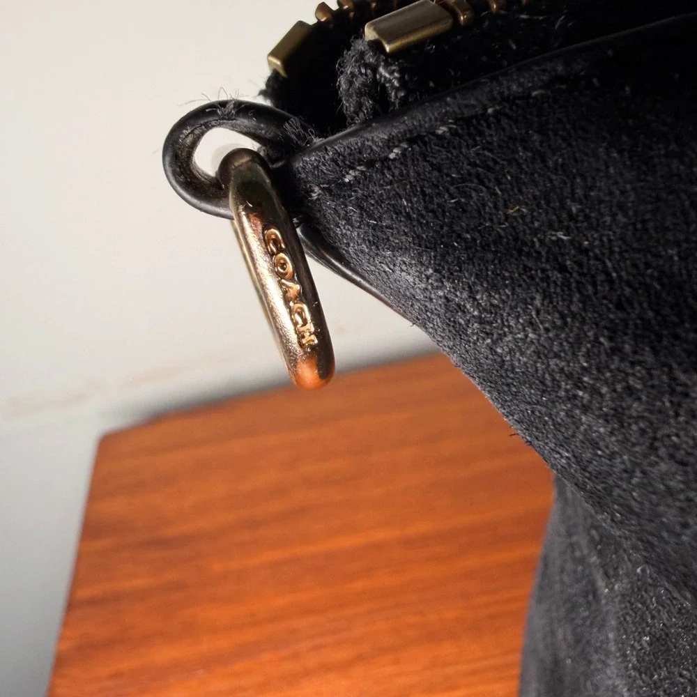Coach Prairie Satchel Black Pebbled Leather Suede Gold F79999 Broken Zipper
